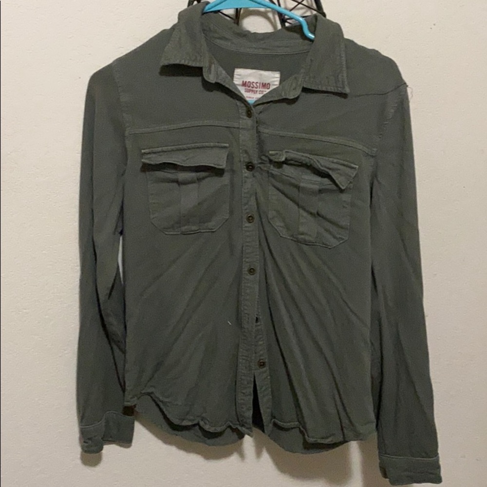 Olive green long sleeve button up